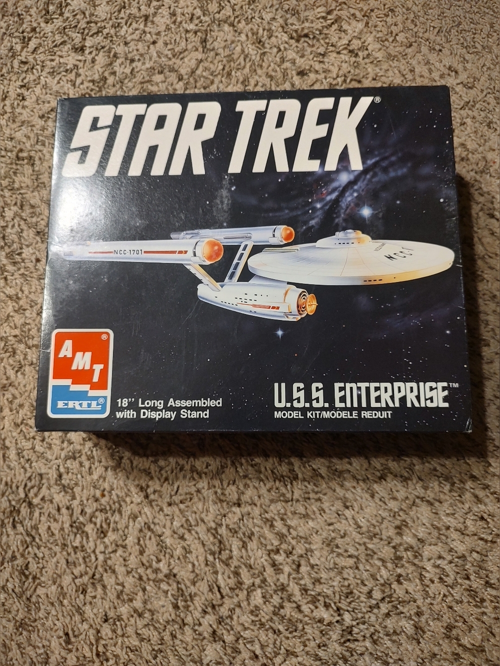 MT Star Trek U.S.S. Enterprise Model Kit - Black and White Box Art Unsealed 1989
